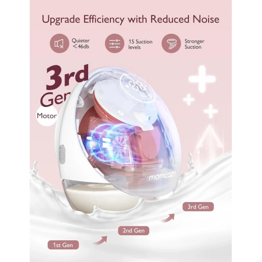Momcozy M9 Single Hands-Free Breast Pump - 24mm Portable Grey for Discreet Pumping - Momcozy - Image 8