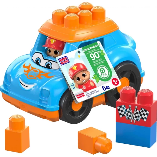 MEGA BLOKS Fisher-Price Toddler Building Blocks Toy Car, Ricky Race Car with 6 Pieces and Storage, 1 Figure, Blue, Gift Ideas for Kids Age 1+ Years, HKN41 MEGA BLOKS Fisher-Price Toddler Building Blocks Toy Car, Ricky Race Car with 6 Pieces and Storage, 1 Figure, Blue, Gift Ideas for Kids Age 1+ Years, HKN41