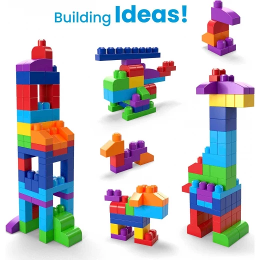 MEGA BLOKS First Builders™ Big Building Bag, Blue Edition, 80-Piece Toddler Building Set, DCH63, by Mattel - Mega Bloks - Image 2