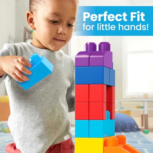 MEGA BLOKS First Builders™ Big Building Bag, Blue Edition, 80-Piece Toddler Building Set, DCH63, by Mattel - Mega Bloks - Image 3