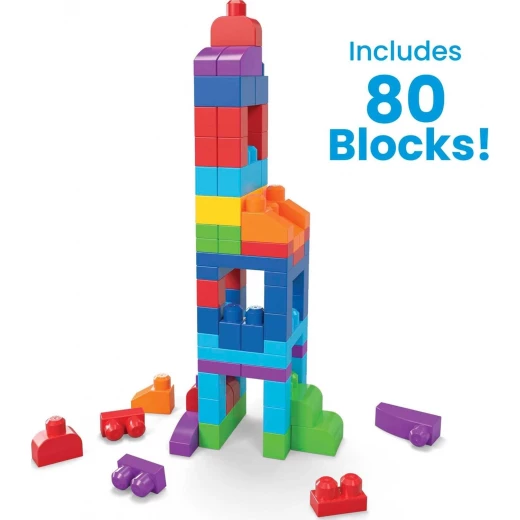 MEGA BLOKS First Builders™ Big Building Bag, Blue Edition, 80-Piece Toddler Building Set, DCH63, by Mattel - Mega Bloks - Image 4