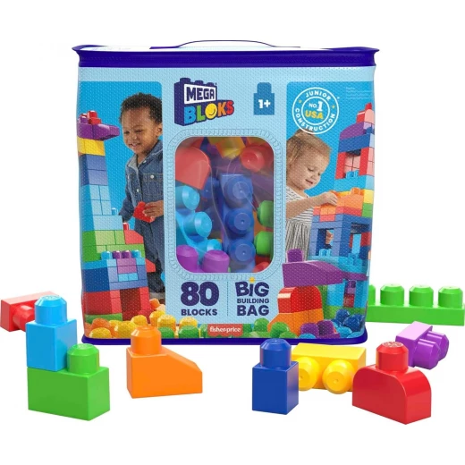 MEGA BLOKS First Builders™ Big Building Bag, Blue Edition, 80-Piece Toddler Building Set, DCH63, by Mattel MEGA BLOKS First Builders™ Big Building Bag, Blue Edition, 80-Piece Toddler Building Set, DCH63, by Mattel