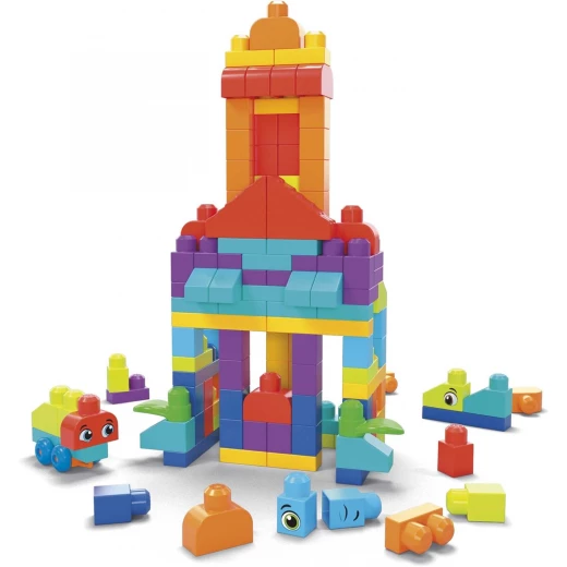 MEGA BLOKS First Builders Toddler Blocks Toys Set, Bigger Building Bag with 150 Pieces and Storage, Creative Open-Ended Play, Blue, Ages 1+ Years - Mega Bloks - Image 2