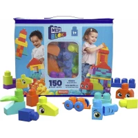 MEGA BLOKS First Builders Toddler Blocks Toys Set, Bigger Building Bag with 150 Pieces and Storage, Creative Open-Ended Play, Blue, Ages 1+ Years