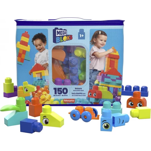 MEGA BLOKS First Builders Toddler Blocks Toys Set, Bigger Building Bag with 150 Pieces and Storage, Creative Open-Ended Play, Blue, Ages 1+ Years MEGA BLOKS First Builders Toddler Blocks Toys Set, Bigger Building Bag with 150 Pieces and Storage, Creative Open-Ended Play, Blue, Ages 1+ Years