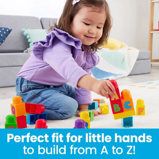 MEGA BLOKS - HRR60 - Learn the Alphabet - Building Block Set, 30 Pieces, Toy for Baby and Child 1-5 Years Old Mattel - Mega Bloks - Image 3