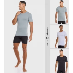 Hanes Pack of 3 Solid Short Sleeves Vests - Comfortable Everyday Wear