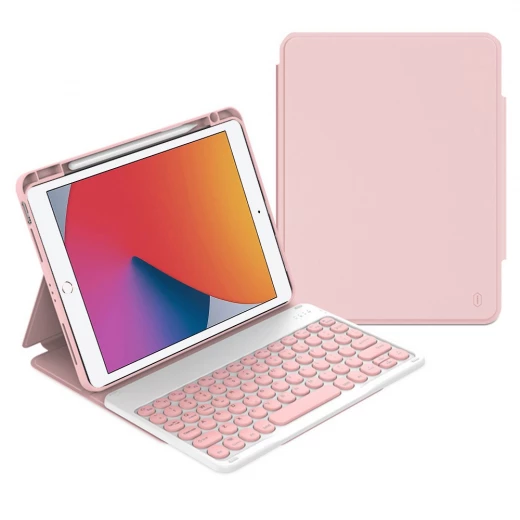 حافظة جلد وي وو لجهاز iPad 10.2 (2021) مع لوحة مفاتيح بلوتوث - وردي حافظة جلد وي وو لجهاز iPad 10.2 (2021) مع لوحة مفاتيح بلوتوث - وردي