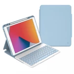 حافظة وي وو لجهاز iPad 10.2 (2021) جلدية مع لوحة مفاتيح بلوتوث - أزرق - وي وُو