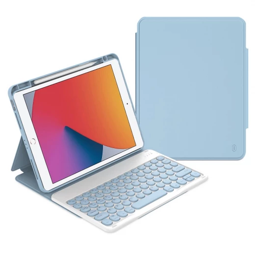 حافظة وي وو لجهاز iPad 10.2 (2021) جلدية مع لوحة مفاتيح بلوتوث - أزرق حافظة وي وو لجهاز iPad 10.2 (2021) جلدية مع لوحة مفاتيح بلوتوث - أزرق