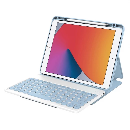 حافظة وي وو لجهاز iPad 10.2 (2021) جلدية مع لوحة مفاتيح بلوتوث - أزرق - وي وُو - Image 2