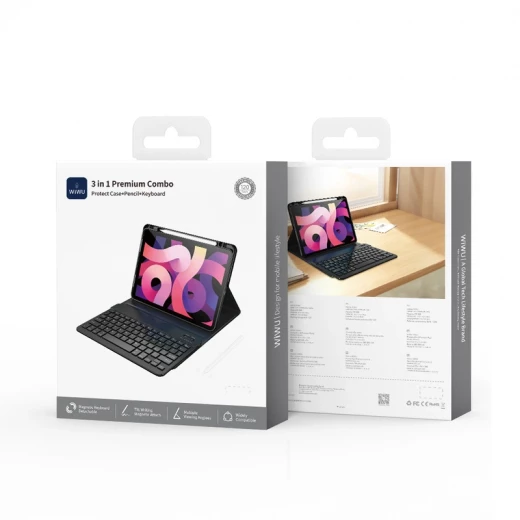 MK-006 مجموعة فاخرة 3 في 1, لوحة مفاتيح + غطاء حماية + قلم – متوافق مع iPad Air 11 بوصة (2024 و2025) / مقاسات 10.9 من وي وو و11 بوصة, لوحة مفاتيح بتخطيط عربي وإنجليزي - وي وُو - Image 2