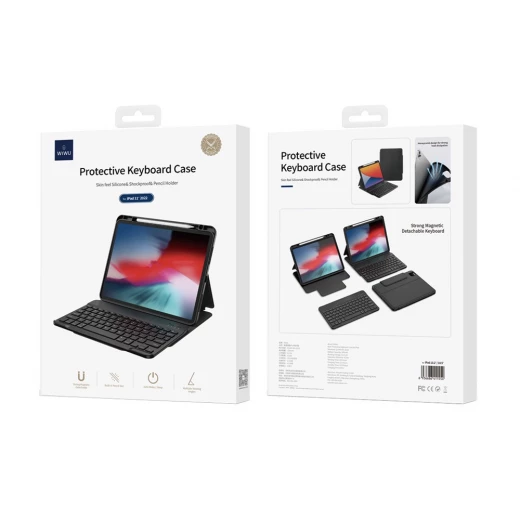 MK-006 مجموعة فاخرة 3 في 1, لوحة مفاتيح + غطاء حماية + قلم, متوافق مع iPad Pro 11 بوصة (2024), لوحة مفاتيح بتخطيط عربي وإنجليزي من وي وو - وي وُو - Image 2