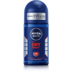 NIVEA MEN Dry Impact Anti-Perspirant Roll-On 50ml, 72h Sweat & Odor Protection, Alcohol-Free, Gentle on Skin, Long-Lasting Freshness