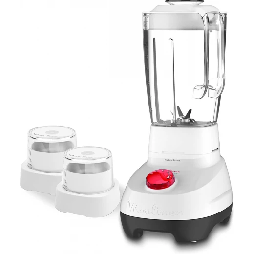 Moulinex Super Blender with Grinder & Grater 2L 700W - LM207125 | Powerful 700W motor for smooth blending, durable Zelkrom blades, 2 speeds + pulse, and accessories for grinding and grating Moulinex Super Blender with Grinder & Grater 2L 700W - LM207125 | Powerful 700W motor for smooth blending, durable Zelkrom blades, 2 speeds + pulse, and accessories for grinding and grating