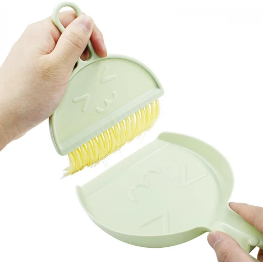 Mini DustPan with Brush Set, Small Broom and Hand Dustpan Set for Home Cleaning, Dust Pans and Broom Combo Set Hangable Whisk Broom for Table Countertop Sofa Keyboard and Pets(Green) - Image 4