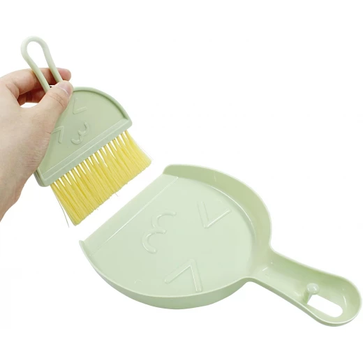 Mini DustPan with Brush Set, Small Broom and Hand Dustpan Set for Home Cleaning, Dust Pans and Broom Combo Set Hangable Whisk Broom for Table Countertop Sofa Keyboard and Pets(Green) - Image 2