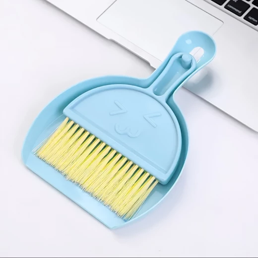 Mini Dustpan and Brush Set, Small Hand Broom and Dustpan Combo for Home Cleaning, Hangable Whisk Brush for Table, Sofa, Keyboard & Pets (Blue) - Image 2