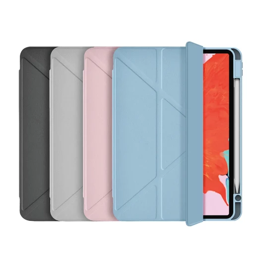 حافظة الحماية وي وو Defender لجهاز iPad مقاس 10.9 و 11 بوصة JD-103 | غطاء من جلد البولي يوريثان مقاوم للصدمات يوفر حماية كاملة مع فتحة للقلم ووظيفة حامل متعدد الأوضاع، لون وردي - وي وُو - Image 2