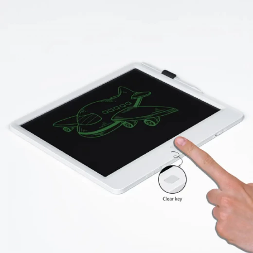 لوحة الكتابة والرسم الإلكترونية وي وو مقاس 10 بوصات بشاشة LCD | جهاز لوحي إلكتروني قابل لإعادة الاستخدام مع حساسية للضغط وقفل لمنع المسح وميزة المسح بضغطة زر واحدة - أبيض - وي وُو - Image 3