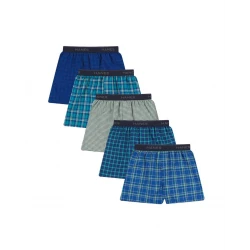 Hanes Boys' Plaid Woven Boxers 5 Pack, Comfort Flex Waistband, Assorted Colors Xl
