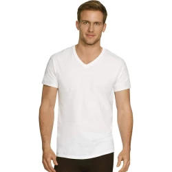 Hanes Men's Ultimate Comfort Fit V-Neck Undershirts, Ultra Soft Cotton/Modal, White, 4-Pack,Size S 34-36