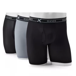 Hanes Men's Ultimate X-Temp Air Boxer Briefs 3-Pack Black and Gray, X-Large