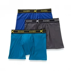 Hanes Men's Ultimate X-Temp Air Boxer Briefs, 3-Pack, Assorted Colors, Small