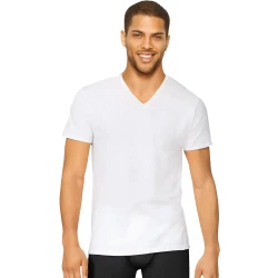 Hanes Men's Ultimate Stretch V-Neck Undershirts 3-Pack White 2XL