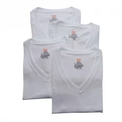 Hanes Men's Ultimate Stretch V-Neck T-Shirts, 4-Pack, White, XL Undershirts