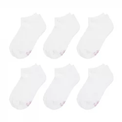 Hanes Girls' Ultimate Low Cut Socks White 6 Pairs Small Pack Comfortable Breathable Everyday Wear Size Small