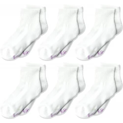 Hanes Ultimate Girls Ankle Socks 6-Pair Pack White Large Shoe Size 4-10