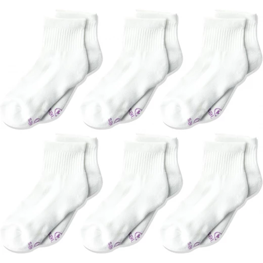 Hanes Ultimate Girls Ankle Socks 6-Pair Pack White Large Shoe Size 4-10 Hanes Ultimate Girls Ankle Socks 6-Pair Pack White Large Shoe Size 4-10