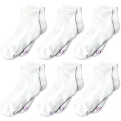 Hanes Ultimate Girls' Ankle Socks 6-Pack White Medium Cushioned Comfort