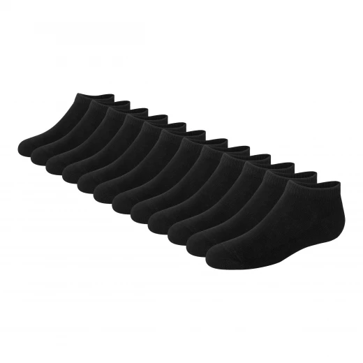 Hanes Boys' No Show Socks 12-Pack Cushioned Black Athletic Socks Sizes S-L - Image 3