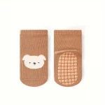 Tot and Toe everyday grip socks cotton blend non-slip forest color dog design for ages 1 to 3 years - K store