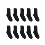 Hanes Boys' Double Tough Crew Socks 12-Pack Black Cushioned Athletic Socks Sizes S-L