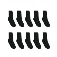 Hanes Boys' Double Tough Crew Socks 12-Pack Black Cushioned Athletic Socks Sizes S-L
