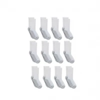 Hanes Boys' Cushion Crew Socks 12-Pack White Athletic Socks Sizes S-L