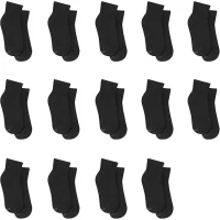 Hanes Boys' Ankle Socks 12-Pack Cushion Athletic Black Socks, Sizes S-L