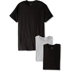 Hanes Men's Classics ComfortSoft Tagless Crewneck Undershirts 3-Pack Black/Grey Large