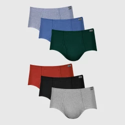 حزمة ملابس داخلية رجالية من Hanes Classics، سراويل داخلية متوسطة الارتفاع، قطن مطاطي، أسود، عبوة من 6 قطع مقاس صغير