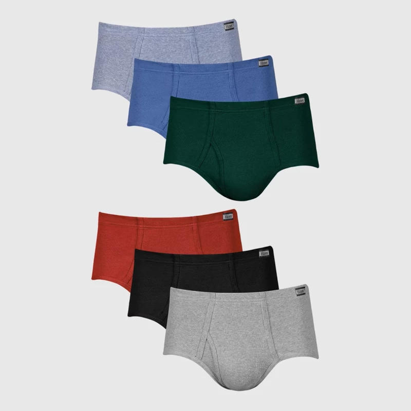 Hanes Men's Classics Briefs Underwear Pack, Mid-Rise, Stretch Cotton, Black, 6-Pack Small - Hanes