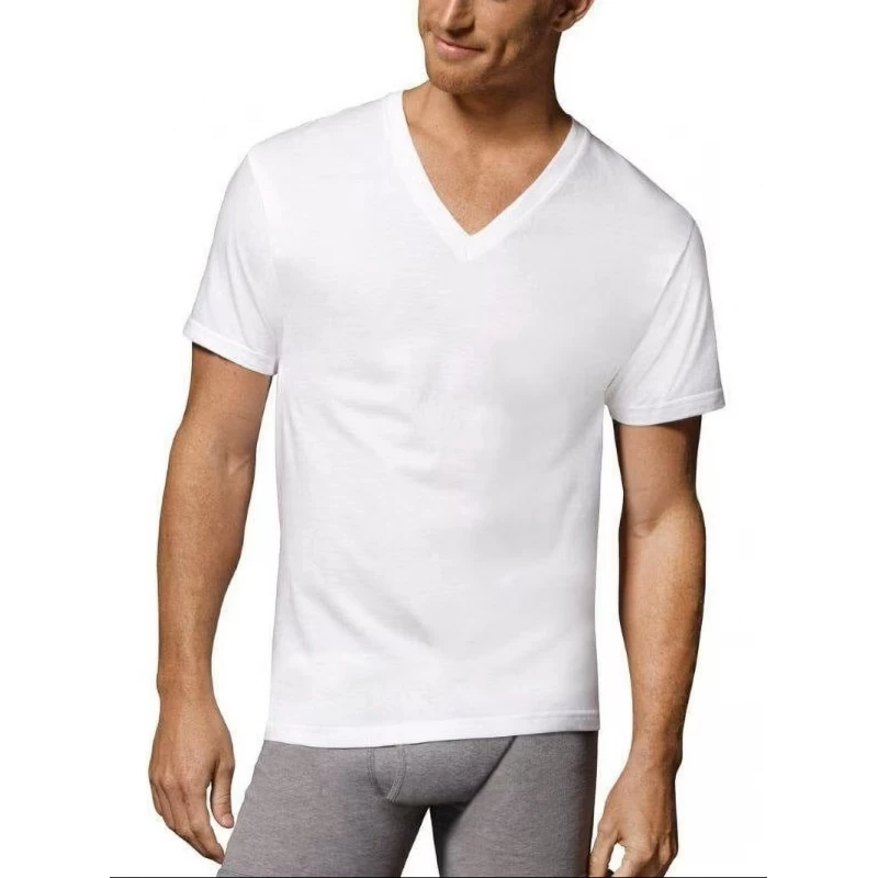 Hanes رجالي FreshIQ ComfortSoft قميص داخلي برقبة على شكل حرف V عبوة من 3 أبيض XL - هانز