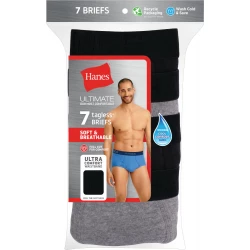 Hanes Ultimate Men's ComfortSoft Briefs 7-Pack Black and Grey X-Large