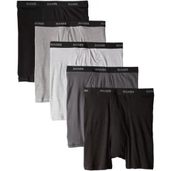 Hanes Men's Boxer Briefs 5-Pack, Tagless Comfort Flex Waistband, Black and Gray Assorted XL