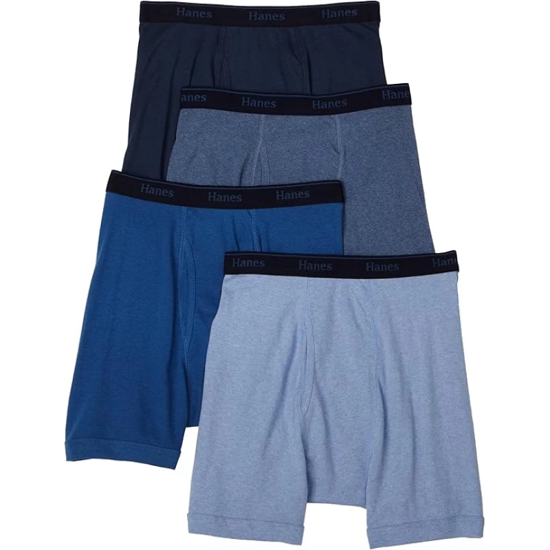 Hanes سراويل بوكسر كبيرة وطويلة للغاية، عبوة من 4 قطع، حزام خصر مكشوف، تقنية Fresh IQ 2xl - هانز
