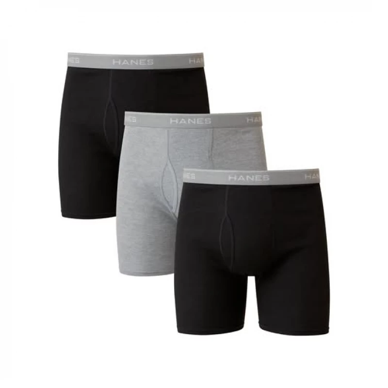 Hanes Men's Cool Comfort Boxer Briefs 3 Pack Black and Grey 2XL Underwear - Hanes