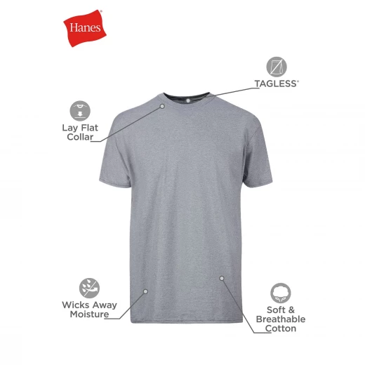 Hanes Men's Crew T-Shirts 2-Pack, Tagless ComfortSoft, Black and Gray, XXL - Hanes - Image 3