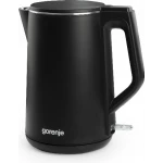 Gorenje K15DWBK Electric Kettle – 1.5 Liter Capacity – Double Wall Design with Cool Touch Feature – Black Color, to heat water quickly and safely while keeping it hot for a longer time - Gorenje